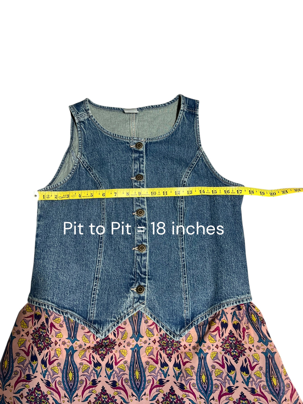 Small Upcycled Denim Vest Dress | Handmade Pink & Navy Layered Skirt