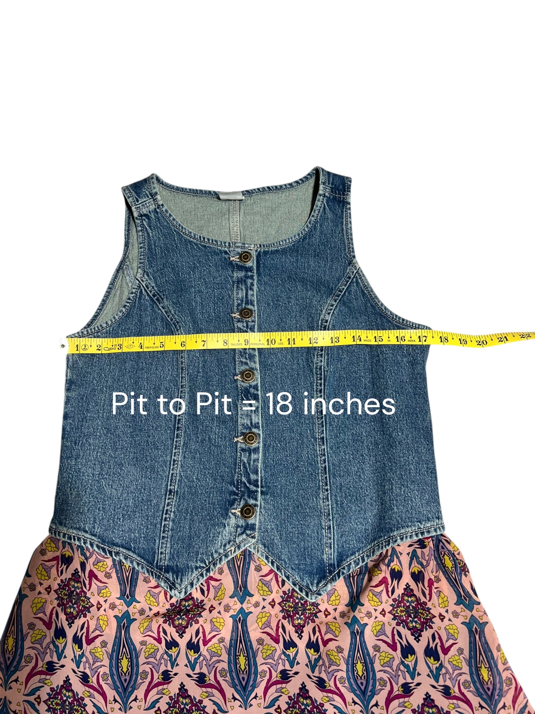 Small Upcycled Denim Vest Dress | Handmade Pink & Navy Layered Skirt