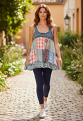 Small Upcycled Handmade Patchwork Tank Tunic | Boho