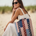 Handmade Patriotic Scrap Bag with Rope Handles | Red White & Blue